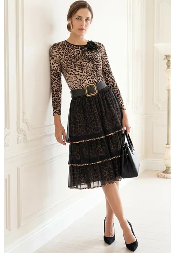 Fusta din voal fin leopard touch
