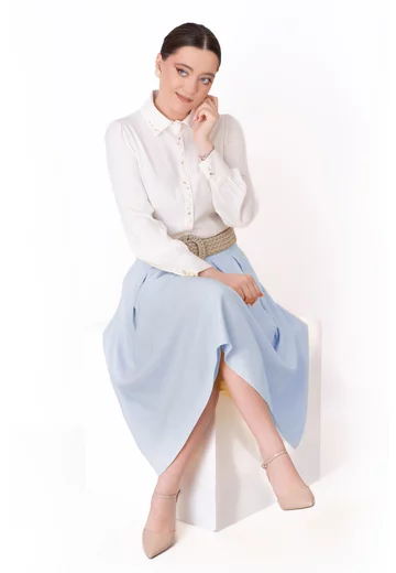 Fusta eleganta baby blue din stofa