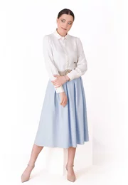 Fusta eleganta baby blue din stofa