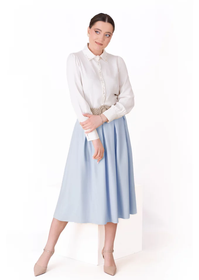 Fusta eleganta baby blue din stofa