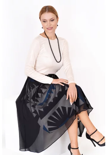 Fusta eleganta blue graphic motion