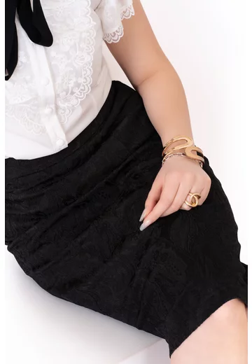 Fusta eleganta conica din brocard negru