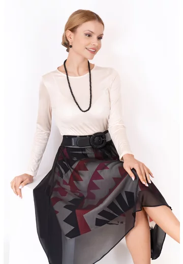 Fusta eleganta pink  graphic motion