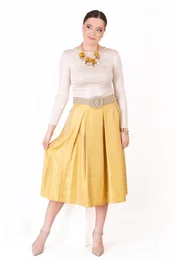 Fusta eleganta yellow mirror din organza creponata