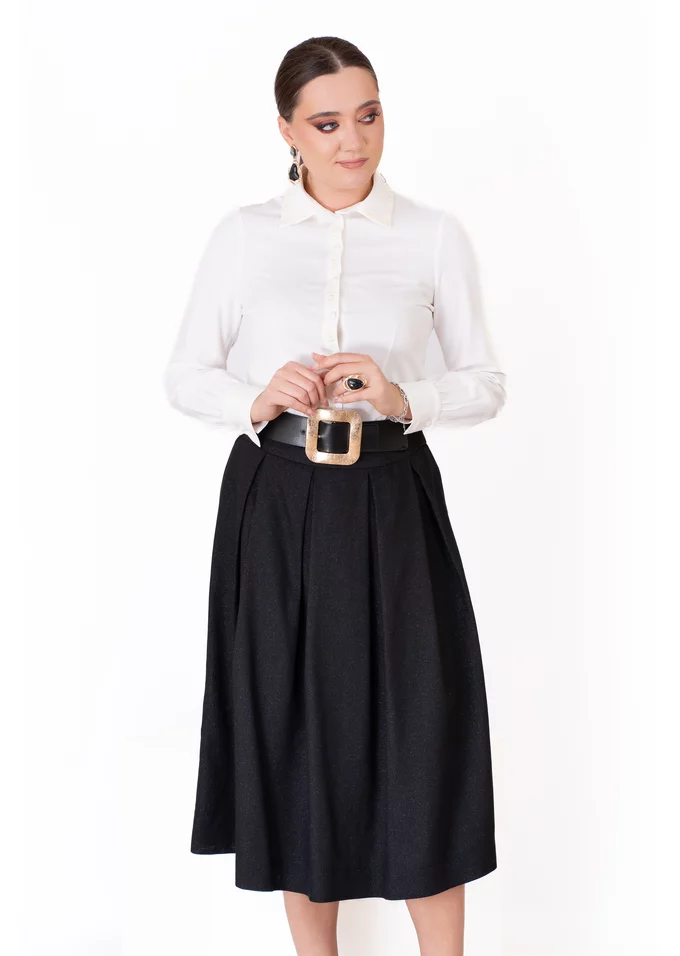 Fusta in pliuri glittery mesh din vascoza tip plasa