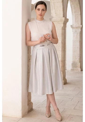 Fusta iridescent shine din in cu lurex color
