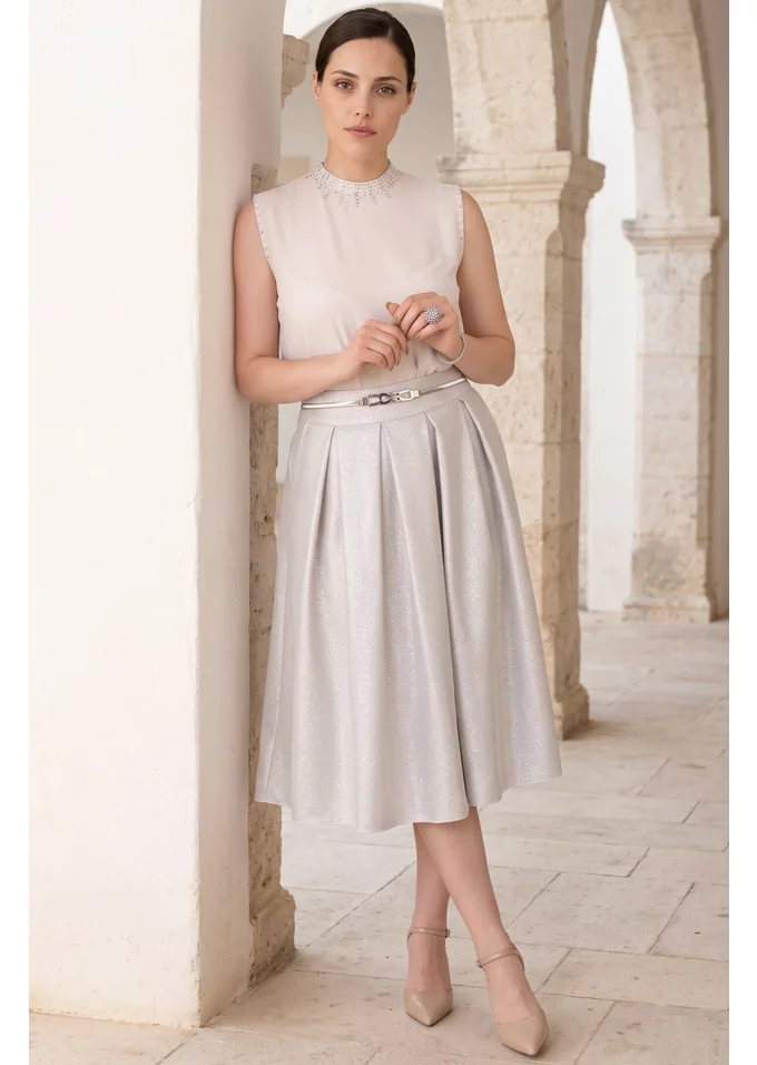 Fusta iridescent shine din in cu lurex color