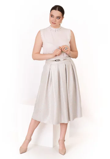 Fusta iridescent shine din in cu lurex color