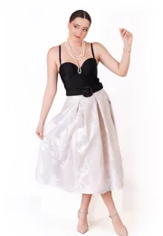 Fusta ivory elegance din organza brodata