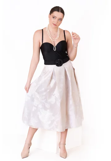 Fusta ivory elegance din organza brodata