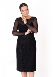 Fusta lace noir din dantela macrame ghipur