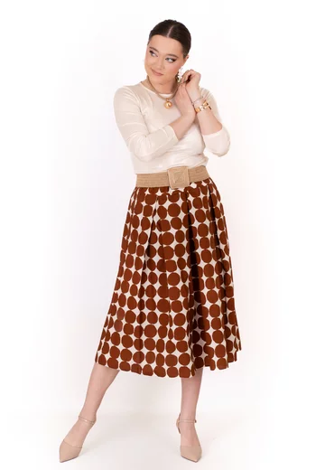 FUSTA MIDI PRINT GRAFIC CU PLIURI