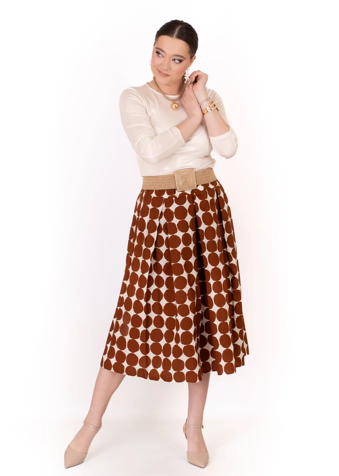 FUSTA MIDI PRINT GRAFIC CU PLIURI