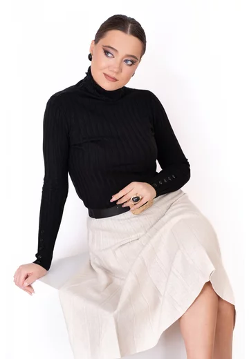 Fusta plisata tricotata cream