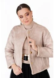 Haina crem cu doua fete cojoc/blanita