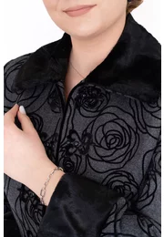 Haina eleganta gray black cu broderie si blanita