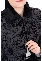 Haina eleganta gray black cu broderie si blanita