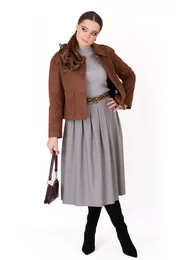 Haina maro din piele cu buzunare