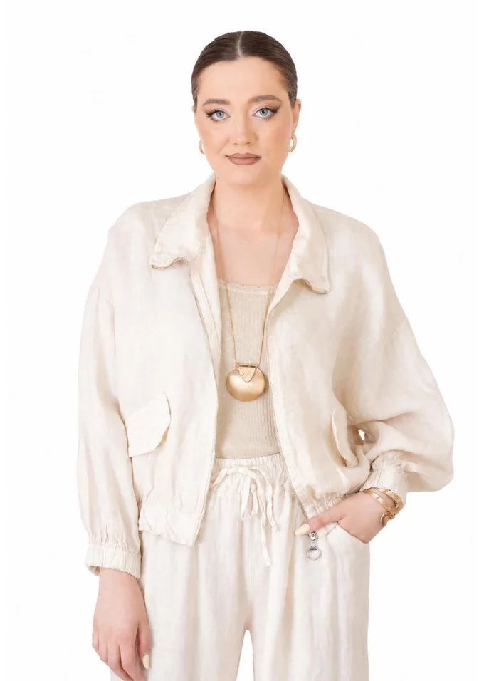 Jacheta lejera din in ivory