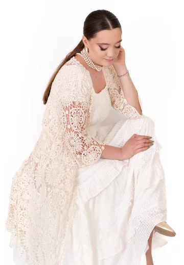 Jerseu crem din macrame Boho Style