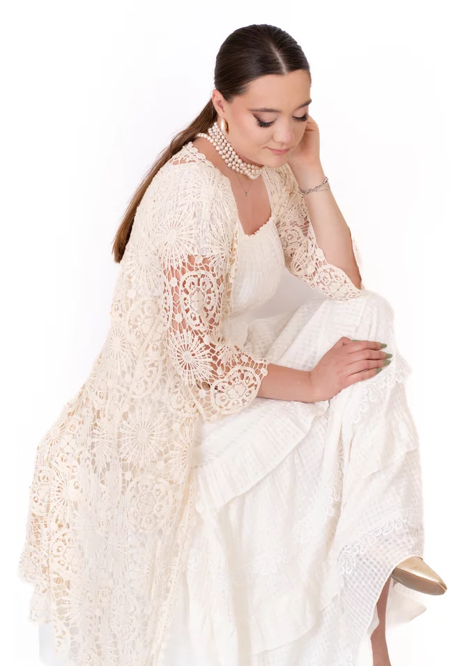 Jerseu crem din macrame Boho Style