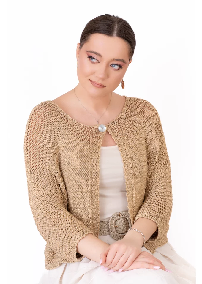Jerseu crosetat din macrame gold cu fir lurex