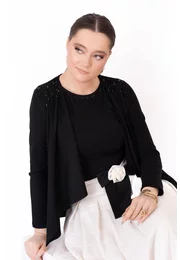 Jerseu elegant neagru decorat strasuri ton in ton