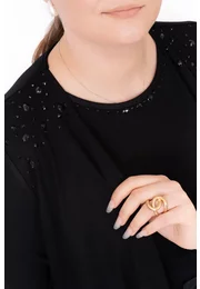 Jerseu elegant neagru decorat strasuri ton in ton