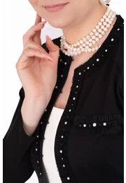 Jerseu elegant negru accesorizat strasuri si perle
