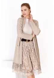 Jerseu grej cu franjuri si buzunare