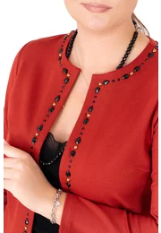 Jerseu opulent scarlet accesorizat cu pietre si strasuri