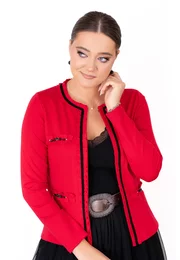 Jerseu red flame  accesorizat cu strasuri in contrast