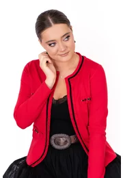 Jerseu red flame  accesorizat cu strasuri in contrast