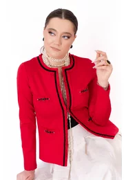 Jerseu red flame  accesorizat cu strasuri in contrast