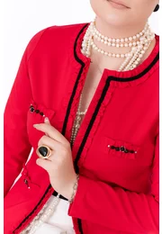 Jerseu red flame  accesorizat cu strasuri in contrast