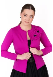 Jerseu roz fucsia decorata cu flori si strasuri