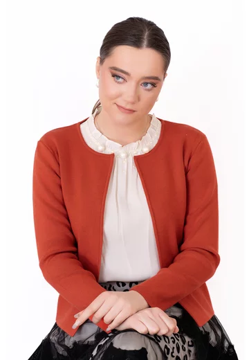 Jerseu tricotat caramiziu