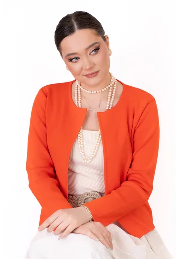 Jerseu tricotat coral aprins