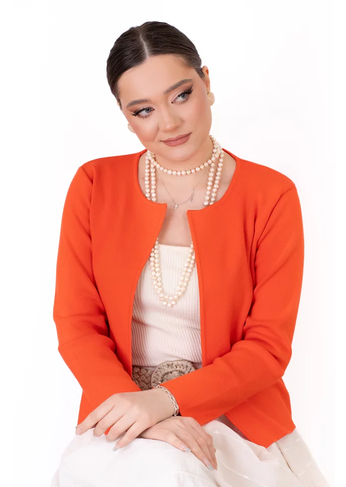 Jerseu tricotat coral aprins