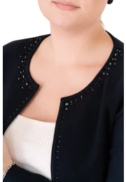 Jerseu tricotat negru decorat cu strasuri