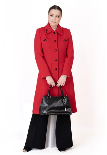 Palton red fiesta din lana texturizata cu aspect de bumbac