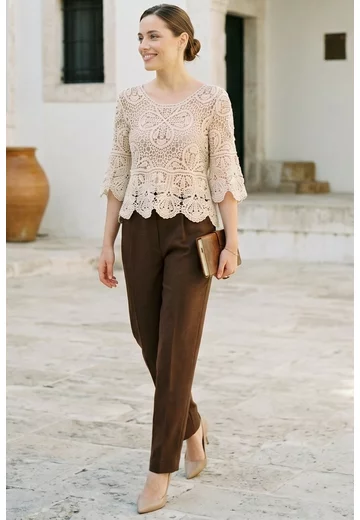 Pantalon business sepia brown din in natur