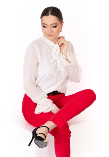Pantalon conic rosu corai