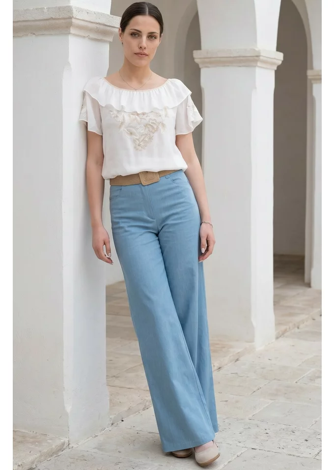 Pantalon din denim blue prespalat