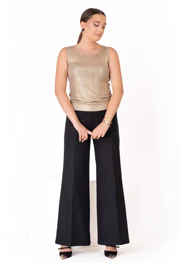 Pantalon din in natur negru