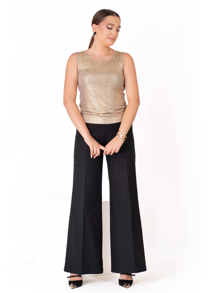 Pantalon din in natur negru