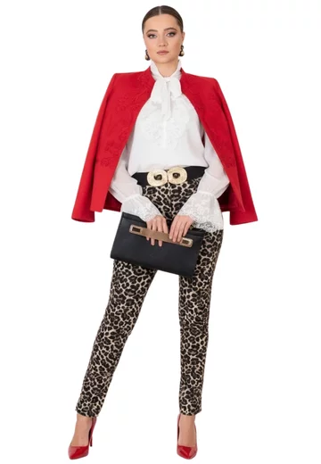 Pantalon elegant animal print