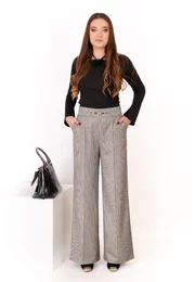 Pantalon elegant cu fir lurex si decoratiune din strasuri