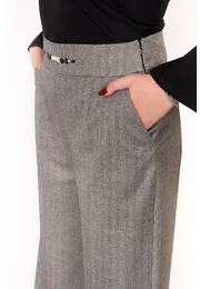 Pantalon elegant cu fir lurex si decoratiune din strasuri