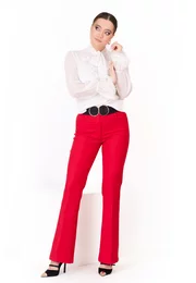 Pantalon evazat rosu corai